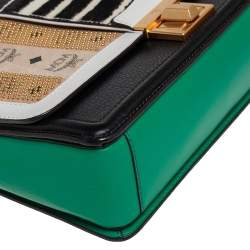 Pre Owned MCM Multicolor Visetos Coated Canvas and Zebra Print Calf Hair Little Veronika Top Handle Bag