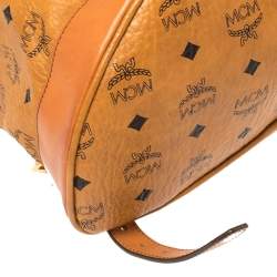 MCM Cognac Visetos Coated Canvas and Leather Medium Brandenburg Drawstring Backpack