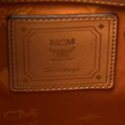 MCM Cognac Visetos Coated Canvas and Leather Medium Brandenburg Drawstring Backpack
