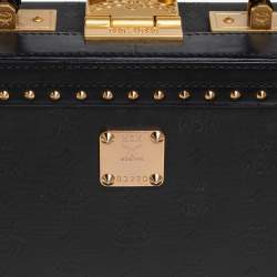 MCM Black Visetos Coated Canvas and Leather Berlin Box Bag