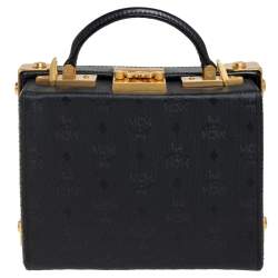 MCM Black Visetos Coated Canvas and Leather Berlin Box Bag
