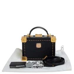 MCM Black Visetos Coated Canvas and Leather Berlin Box Bag