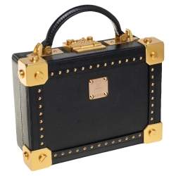 MCM Black Visetos Coated Canvas and Leather Berlin Box Bag