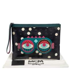 MCM Black/White Polka Dot Leather Craig and Karl Clutch