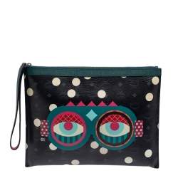 MCM Black/White Polka Dot Leather Craig and Karl Clutch