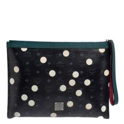MCM Black/White Polka Dot Leather Craig and Karl Clutch