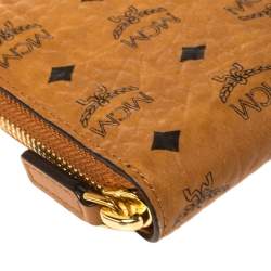 Pre Owned MCM Cognac Visetos Coated Canvas New Year Zip Continental Wallet 