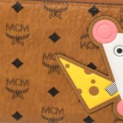 Pre Owned MCM Cognac Visetos Coated Canvas New Year Zip Continental Wallet 