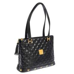 Pre Owned MCM Black Quilted Leather Shoulder Bag