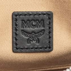 Pre Owned MCM Black/Cognac Visetos Coated Canvas Essential Multifunction Crossbody Bag