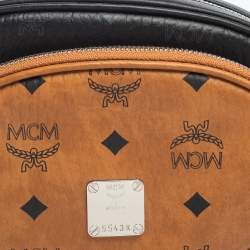 Pre Owned MCM Black/Cognac Visetos Coated Canvas Essential Multifunction Crossbody Bag
