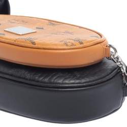 Pre Owned MCM Black/Cognac Visetos Coated Canvas Essential Multifunction Crossbody Bag