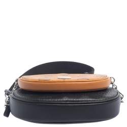 Pre Owned MCM Black/Cognac Visetos Coated Canvas Essential Multifunction Crossbody Bag