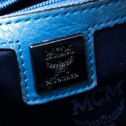 Pre Owned MCM Blue Visetos Coated Canvas and Leather Small Studs Stark Backpack