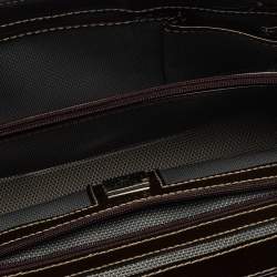 Pre Owned MCM Brown Patent Leather Buckle Detail Flap Shoulder Bag