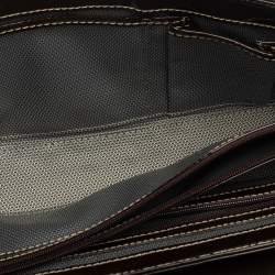 Pre Owned MCM Brown Patent Leather Buckle Detail Flap Shoulder Bag