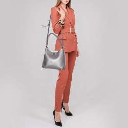 MCM Metallic Grey Leather Milla Hobo 