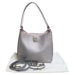 MCM Metallic Grey Leather Milla Hobo 