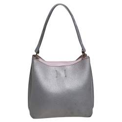 MCM Metallic Grey Leather Milla Hobo 