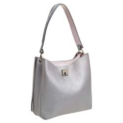 MCM Metallic Grey Leather Milla Hobo 