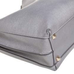 MCM Metallic Grey Leather Milla Hobo 