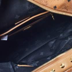 Pre Owned MCM Cognac Visetos Coated Canvas and Leather Trilogie Studded Stark Backpack