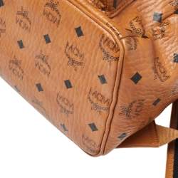 Pre Owned MCM Cognac Visetos Coated Canvas and Leather Trilogie Studded Stark Backpack