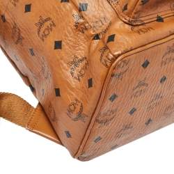 Pre Owned MCM Cognac Visetos Coated Canvas and Leather Trilogie Studded Stark Backpack