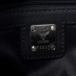 MCM Black/White Leather Envelope Clutch
