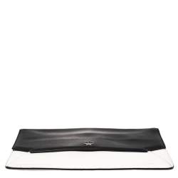 MCM Black/White Leather Envelope Clutch