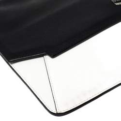 MCM Black/White Leather Envelope Clutch
