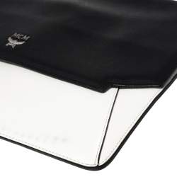 MCM Black/White Leather Envelope Clutch