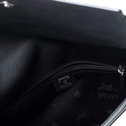 MCM Black/White Leather Envelope Clutch
