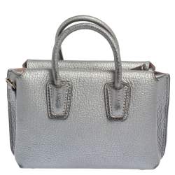 Pre Owned MCM Silver Leather X Mini Milla Crossbody Bag