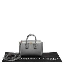 Pre Owned MCM Silver Leather X Mini Milla Crossbody Bag