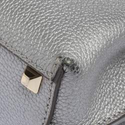 Pre Owned MCM Silver Leather X Mini Milla Crossbody Bag