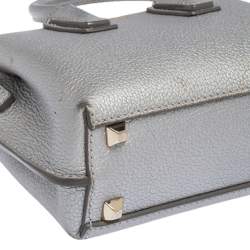 Pre Owned MCM Silver Leather X Mini Milla Crossbody Bag