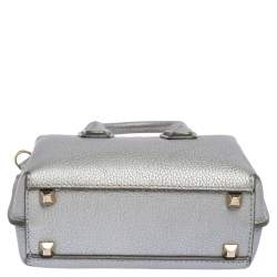 Pre Owned MCM Silver Leather X Mini Milla Crossbody Bag