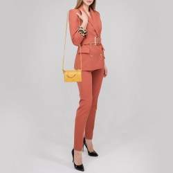 Pre Owned MCM Yellow Leather Flap Chain Crossbody Bag