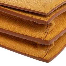 Pre Owned MCM Yellow Leather Flap Chain Crossbody Bag