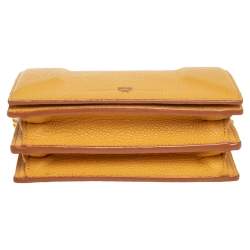 Pre Owned MCM Yellow Leather Flap Chain Crossbody Bag