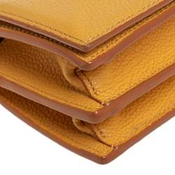 Pre Owned MCM Yellow Leather Flap Chain Crossbody Bag