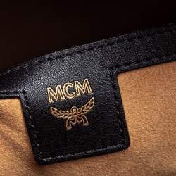 Pre Owned MCM Red Coated Canvas and Leather Stud Embellished Stark Backpack