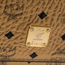 Pre Owned MCM Metallic Bronze Visetos Coated Canvas Trifold Compact Wallet