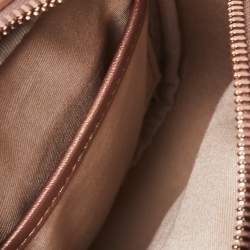 MCM Metallic Rose Gold Visetos Coated Canvas and Leather Double Belt Bag 