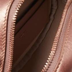 MCM Metallic Rose Gold Visetos Coated Canvas and Leather Double Belt Bag 