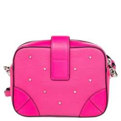 Pre Owned MCM Pink Leather Embellished Camera Bag