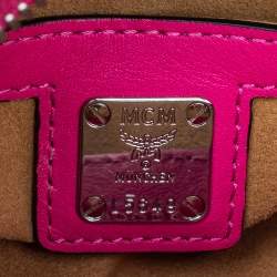 Pre Owned MCM Pink Leather Embellished Camera Bag