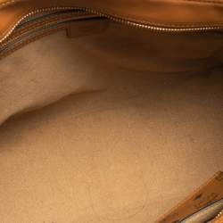 Pre Owned MCM Cognac Visetos Coated Canvas and Leather Shopper Tote