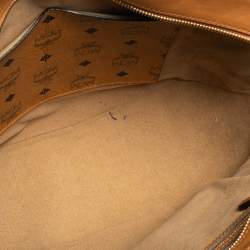 Pre Owned MCM Cognac Visetos Coated Canvas and Leather Shopper Tote